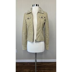 Abercrombie & Fitch Corduroy Jacket Women's Small Beige Sherpa Lined